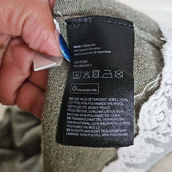 H&M Girl's Knitted Long Sleeves Midi Sweater Dress With Lace Hem 6-7 Olive Green - Picture 12 of 16